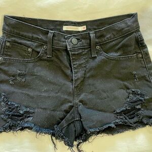Levi's Black Frayed Denim Shorts